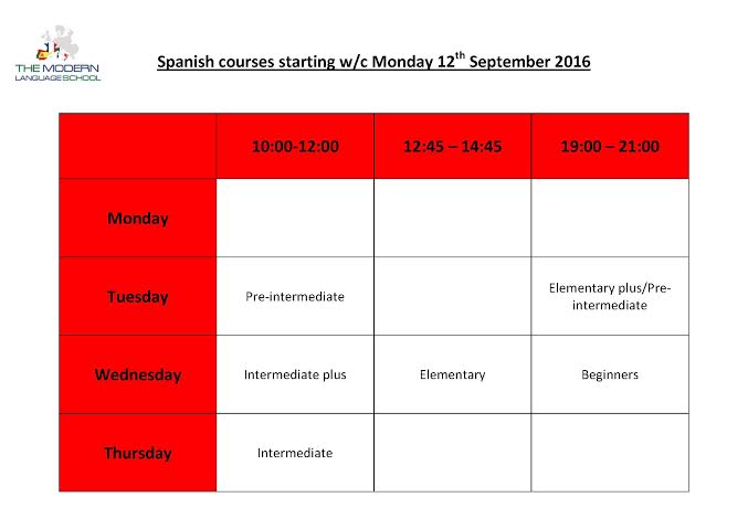 spanish timetable - Modern Language School